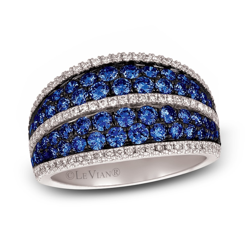 Main Image 1 of Le Vian Natural Blue Sapphire Ring 3/8 ct tw Diamonds 14K Vanilla Gold