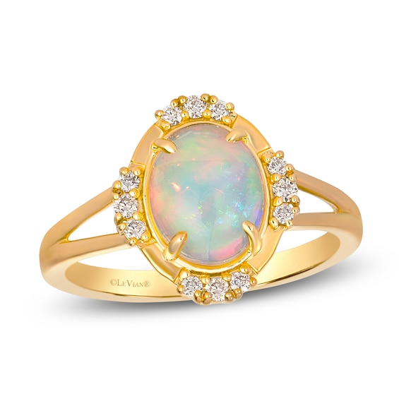 Le Vian Oval-Shaped Natural Opal Ring 1/10 ct tw Diamonds 14K Honey Gold