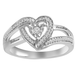 1/6 ct tw Diamond Promise Ring with Heart Halo (2 Lines)