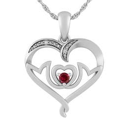 Birthstone Mom Heart Necklace (1 Stone)