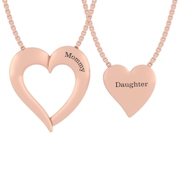 Mother/Daughter Cut-Out Heart Necklace Set (2 Lines)