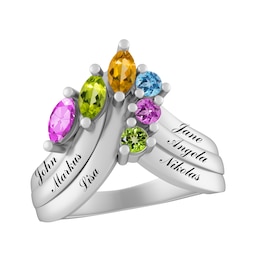 Color Stone Family Ring