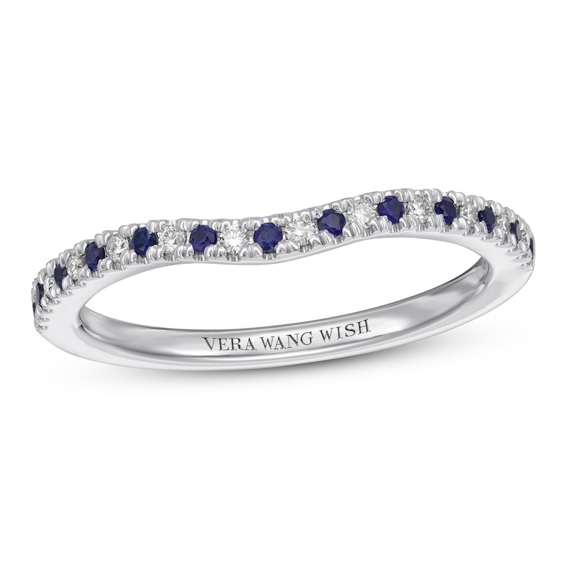 Vera Wang WISH Sapphire/Diamond Wedding Band 14K White Gold with 360