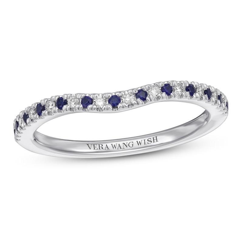 Vera Wang WISH Sapphire/Diamond Wedding Band 14K White Gold