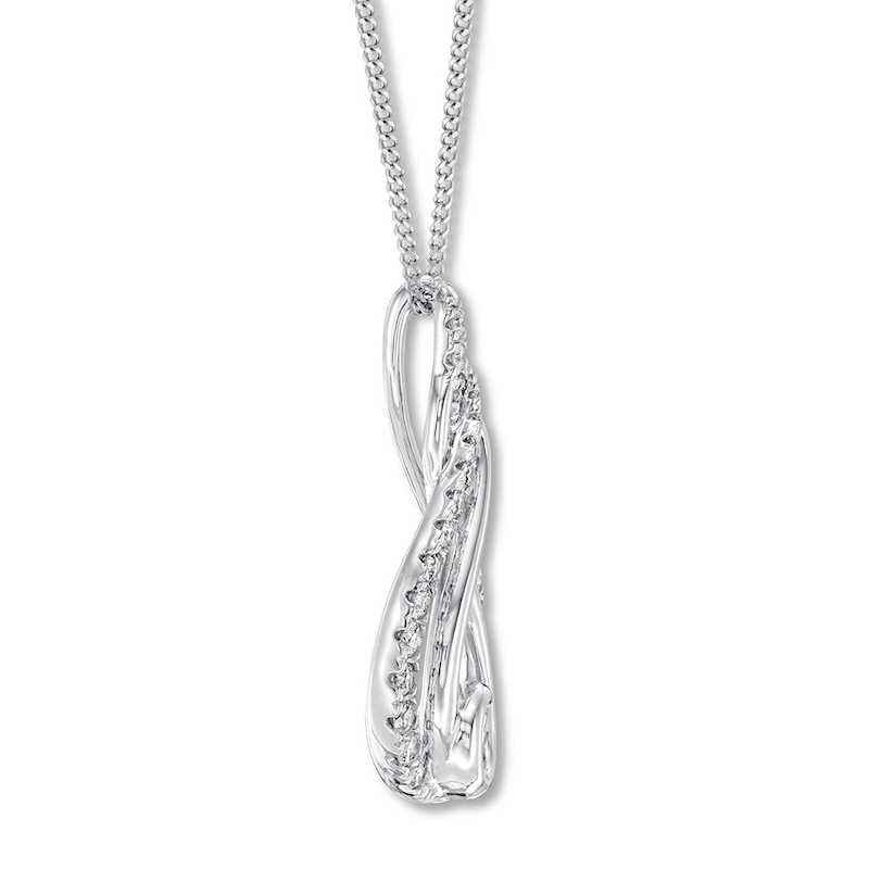 Main Image 2 of Interwoven Diamond Necklace 1/5 ct tw Round-cut 10K White Gold