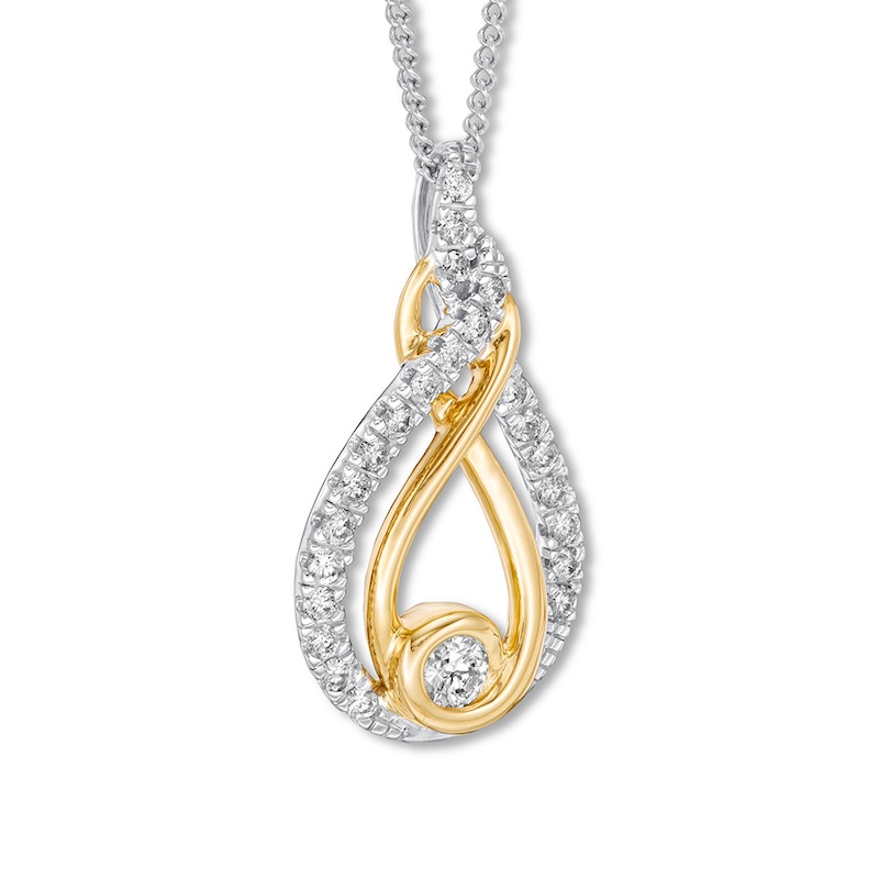 Main Image 3 of Interwoven Diamond Necklace 1/3 ct tw 10K Two-Tone Gold