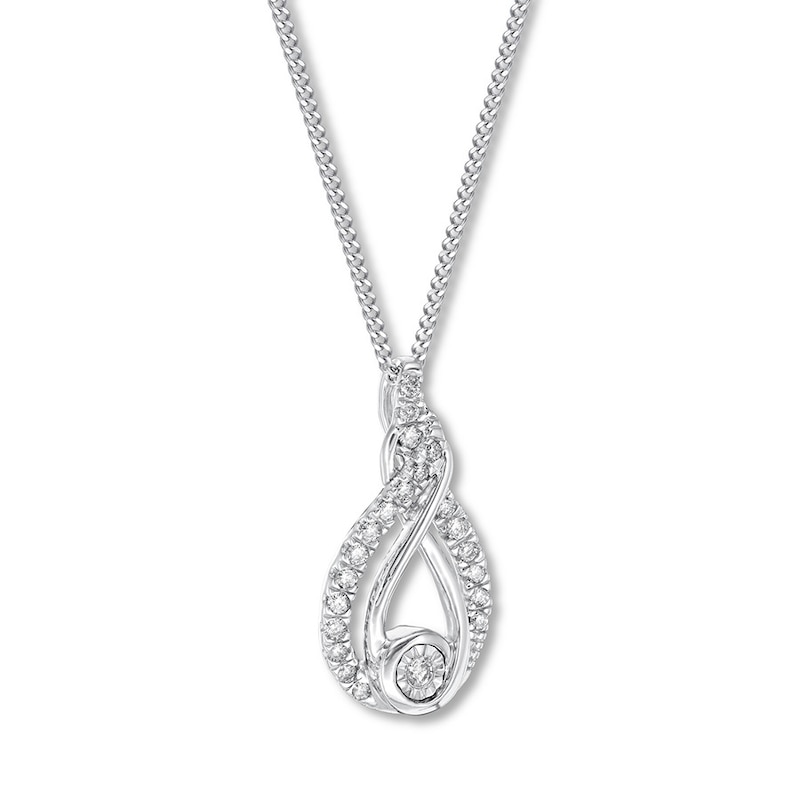Main Image 3 of Interwoven Diamond Necklace 1/10 ct tw Sterling Silver