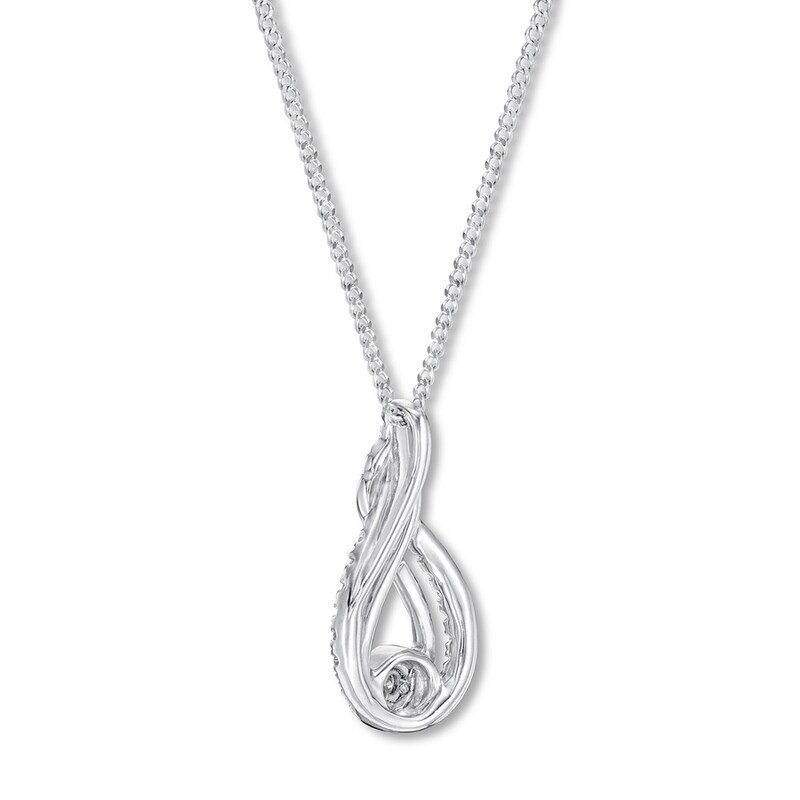 Main Image 4 of Interwoven Diamond Necklace 1/10 ct tw Sterling Silver