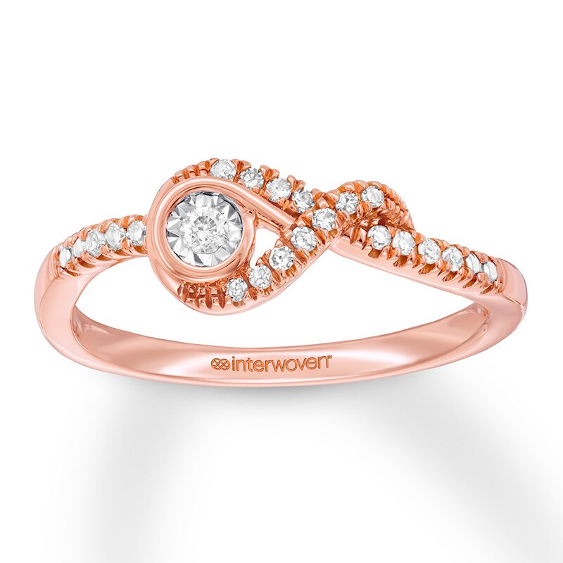 Interwoven Diamond Ring 1 10 Ct Tw Round Cut 10k Rose Gold Jared
