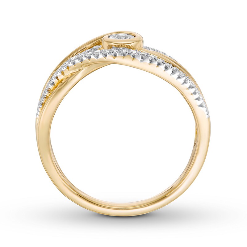 Main Image 2 of Interwoven Diamond Ring 1/5 ct tw Round-cut 10K Yellow Gold