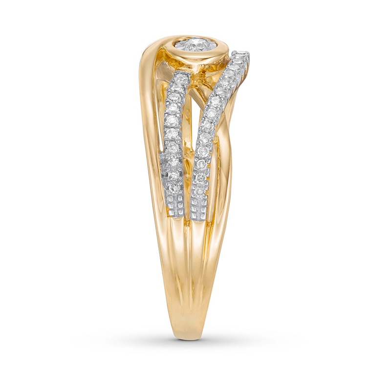 Main Image 3 of Interwoven Diamond Ring 1/5 ct tw Round-cut 10K Yellow Gold