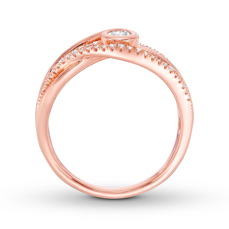 Main Image 2 of Interwoven Diamond Ring 1/5 ct tw Round-cut 10K Rose Gold