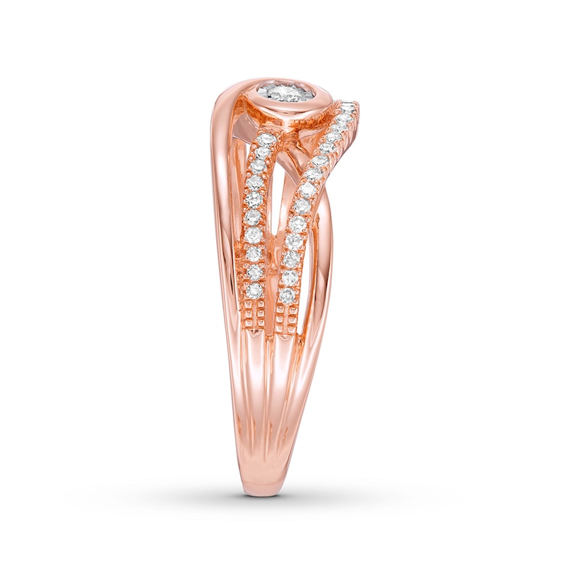 Main Image 3 of Interwoven Diamond Ring 1/5 ct tw Round-cut 10K Rose Gold