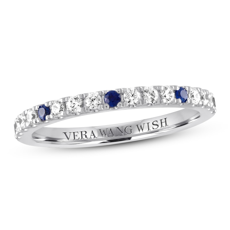 Vera Wang WISH Diamond & Sapphire Band 1/4 ct tw 14K White Gold