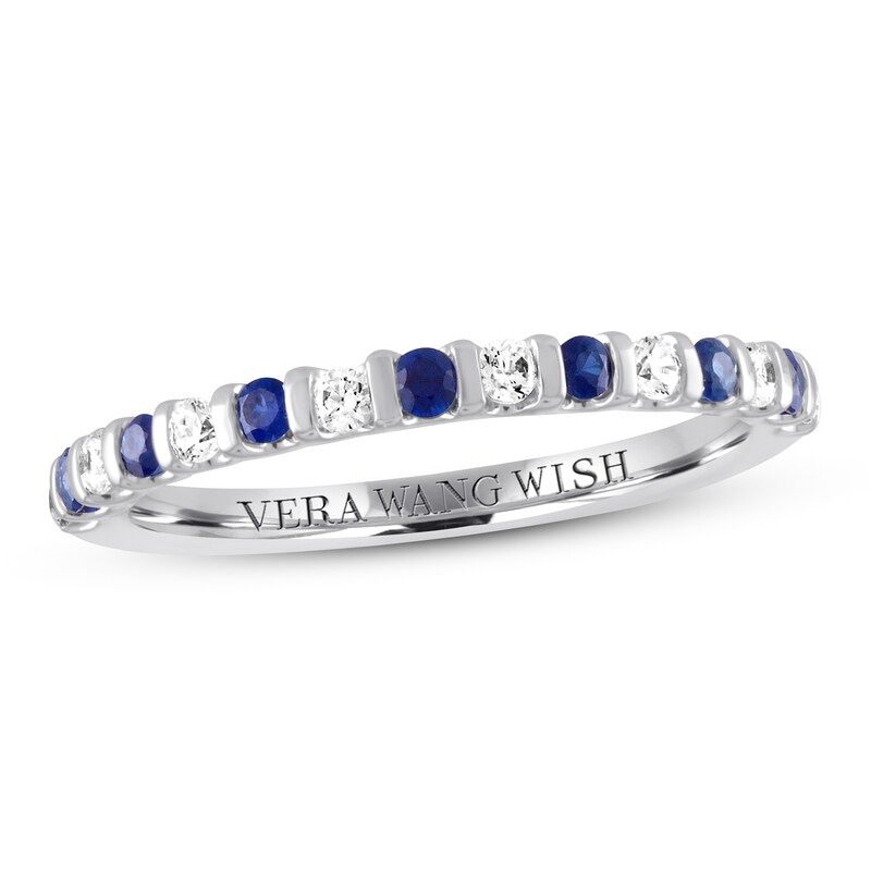 Vera Wang WISH Diamond & Sapphire Band 1/5 ct tw 14K White Gold