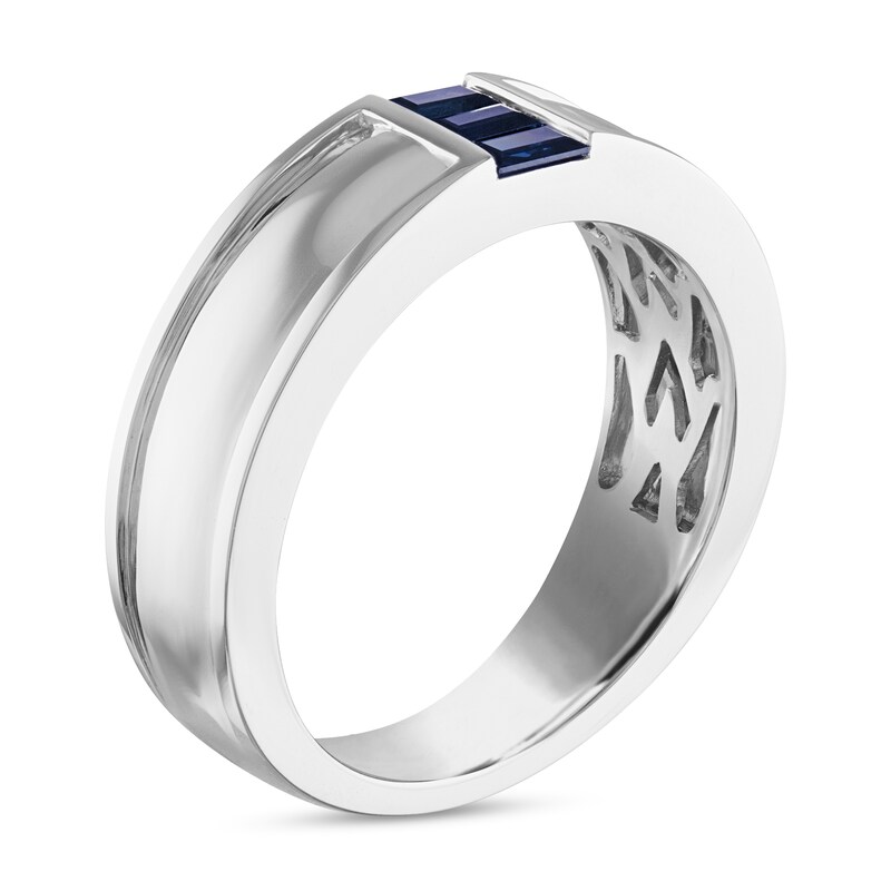 Vera Wang WISH Natural Blue Sapphire Men's Band 14K White Gold