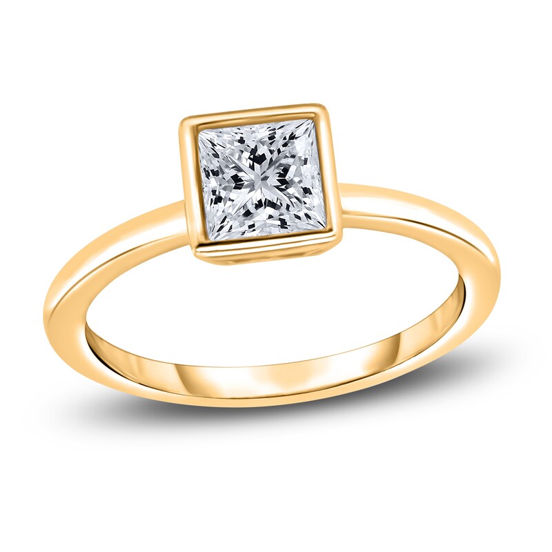 Main Image 1 of Diamond Solitaire Engagement Ring 3/4 ct tw Bezel-Set Princess 14K Yellow Gold (I2/I)