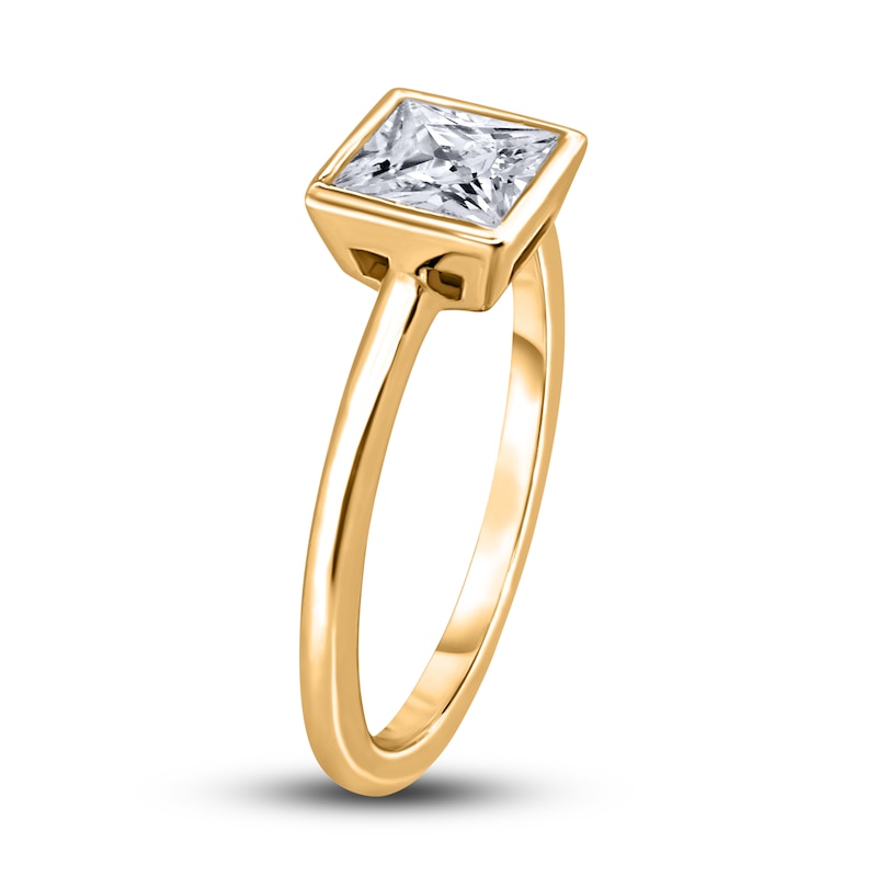 Diamond Solitaire Engagement Ring 3/4 ct tw Bezel-Set Princess 14K Yellow Gold (I2/I)