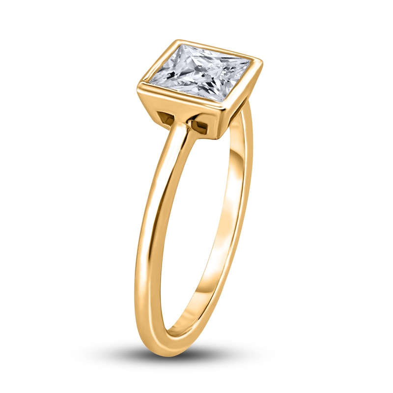 Main Image 2 of Diamond Solitaire Engagement Ring 3/4 ct tw Bezel-Set Princess 14K Yellow Gold (I2/I)