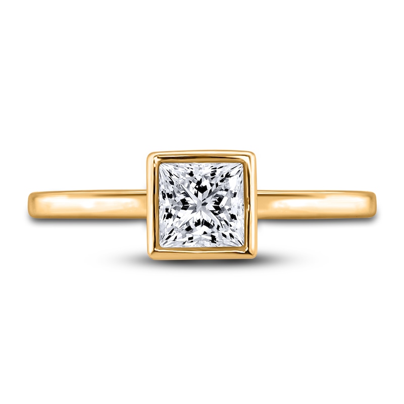 Diamond Solitaire Engagement Ring 3/4 ct tw Bezel-Set Princess 14K Yellow Gold (I2/I)