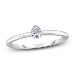 Diamond Solitaire Engagement Ring 1/4 ct tw Bezel-Set Pear-cut 14K White Gold (I2/I)