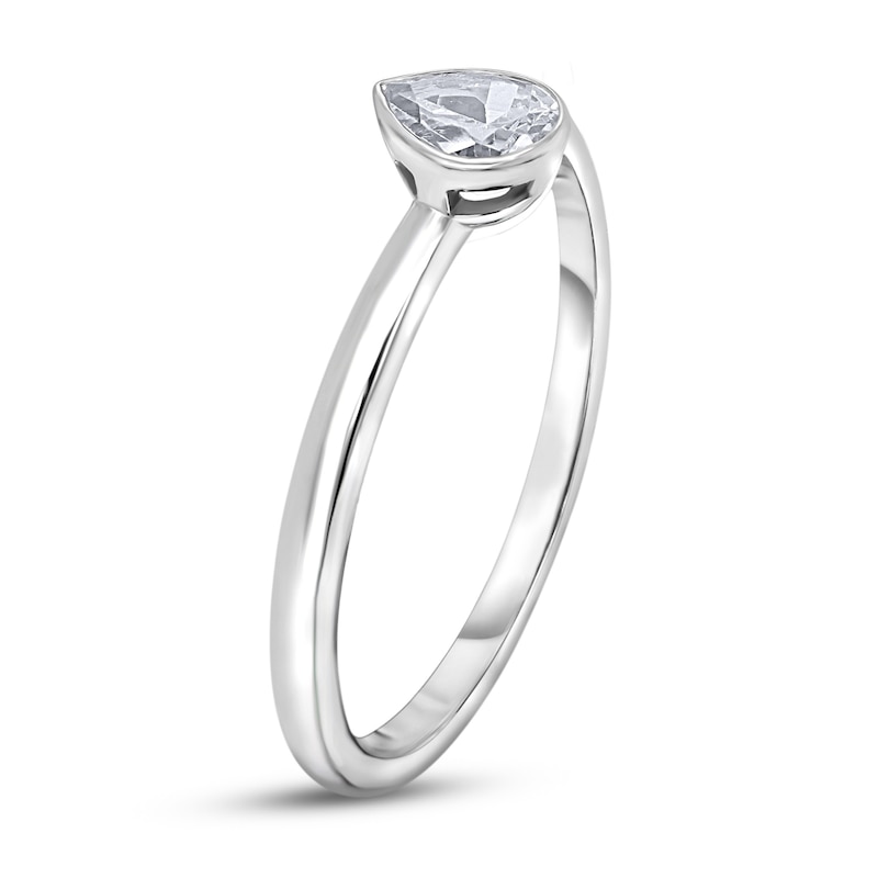 Main Image 2 of Diamond Solitaire Engagement Ring 1/4 ct tw Bezel-Set Pear-cut 14K White Gold (I2/I)