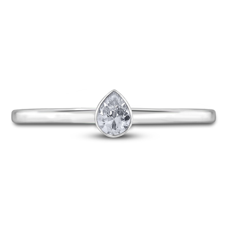 Main Image 3 of Diamond Solitaire Engagement Ring 1/4 ct tw Bezel-Set Pear-cut 14K White Gold (I2/I)