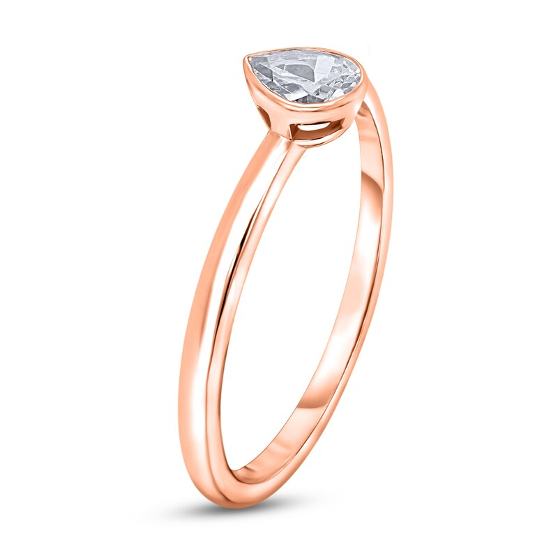 Main Image 2 of Diamond Solitaire Engagement Ring 1 ct tw Bezel-Set Pear-cut 14K Rose Gold (I2/I)