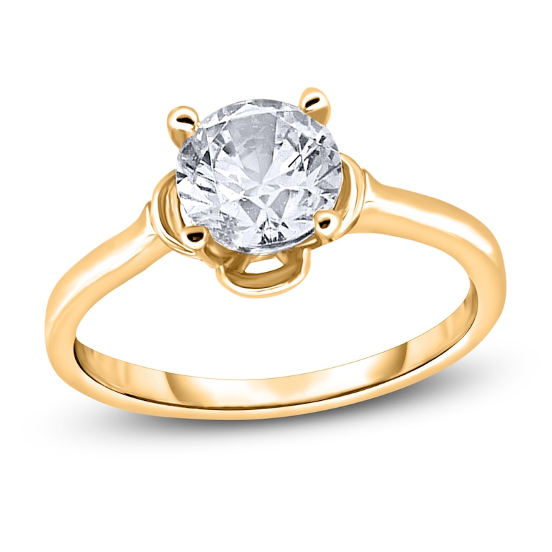 Main Image 1 of Diamond Solitaire Floral Engagement Ring 2 ct tw Round 14K Yellow Gold (I2/I)