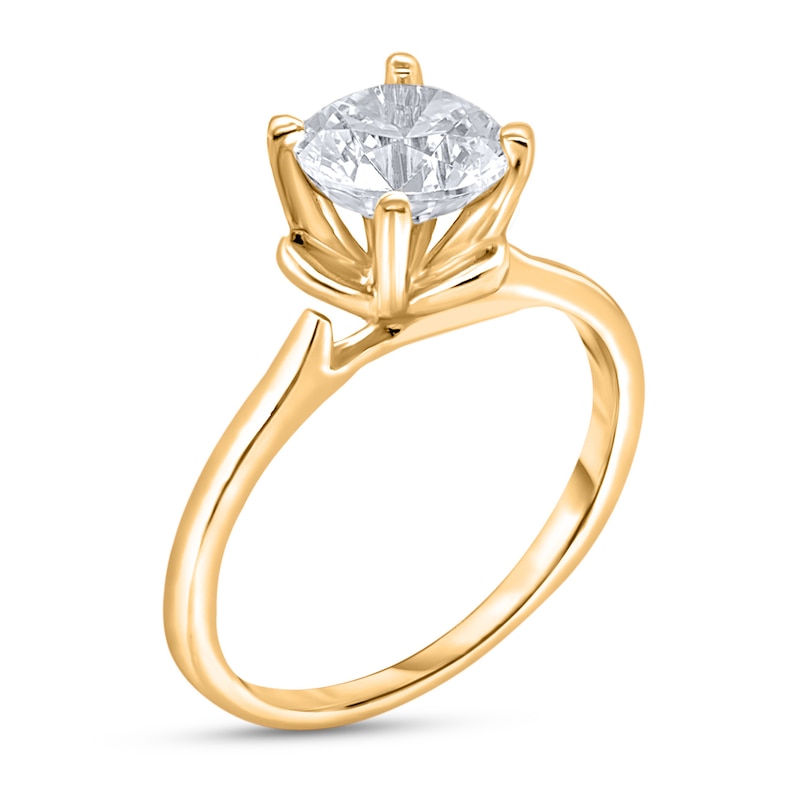 Main Image 2 of Diamond Solitaire Floral Engagement Ring 2 ct tw Round 14K Yellow Gold (I2/I)