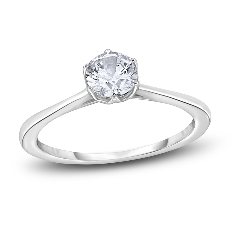 Main Image 1 of Diamond Cathedral Solitaire Engagement Ring 1/2 ct tw Round 14K White Gold (I2/I)