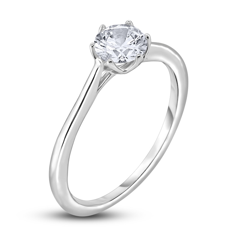 Main Image 2 of Diamond Cathedral Solitaire Engagement Ring 1/2 ct tw Round 14K White Gold (I2/I)
