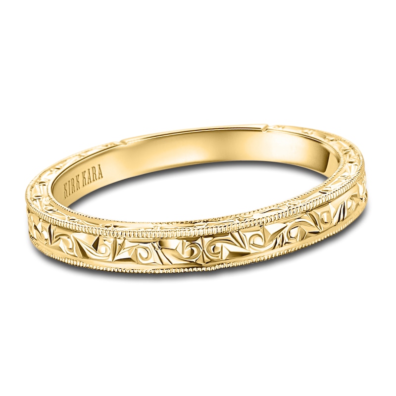 Main Image 1 of Kirk Kara Engraved Milgrain Wedding Band 18K Yellow Gold