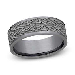 Grey Tantalum Stone Celtic Wedding Band 7.0mm