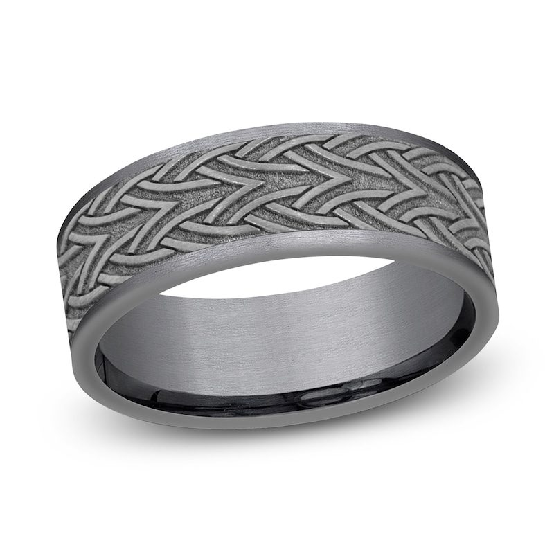Main Image 1 of Grey Tantalum Stone Celtic Wedding Band 7.0mm