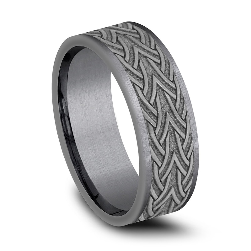 Main Image 2 of Grey Tantalum Stone Celtic Wedding Band 7.0mm
