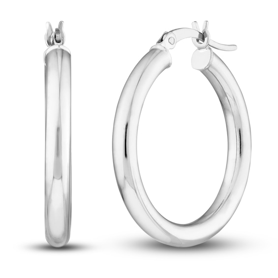 Jared The Galleria Of Jewelry Polished Hoop Earrings 14K White Gold 25mm