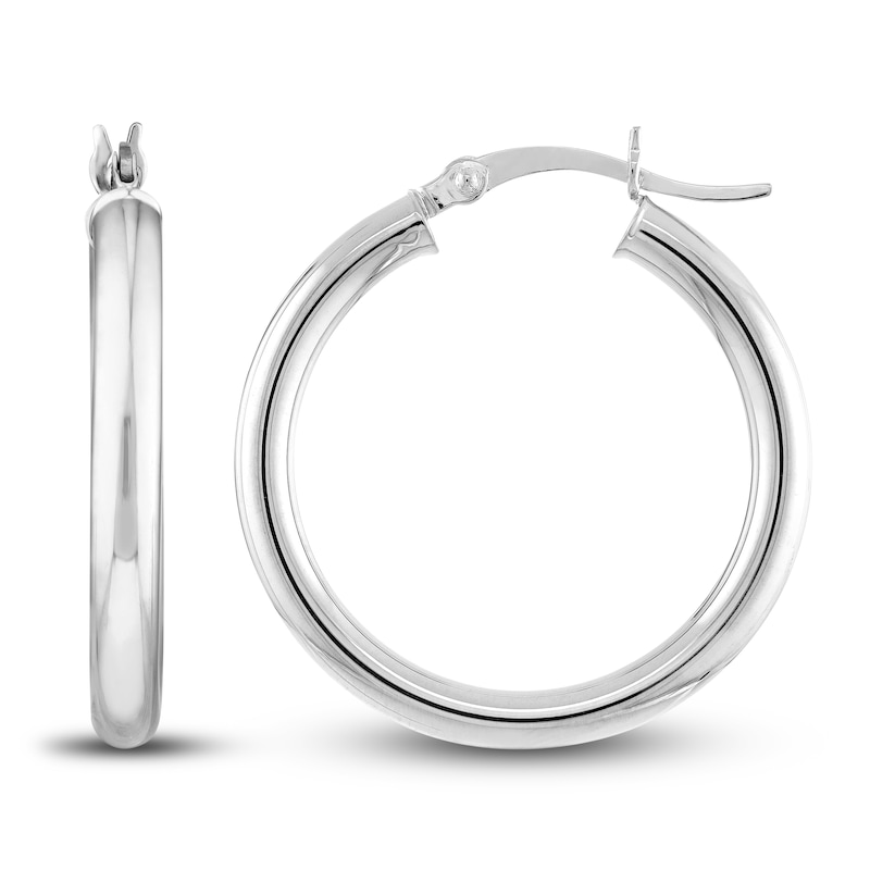 Main Image 2 of Polished Hoop Earrings 14K White Gold 25mm
