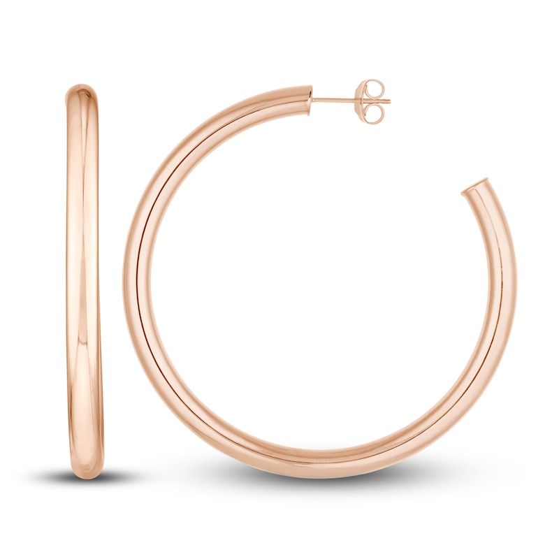 Polished Hoop Earrings 14K Rose Gold 50mm