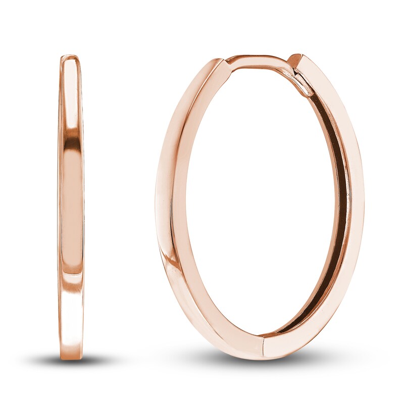 Polished Square Hoop Earrings 14K Rose Gold 18mm