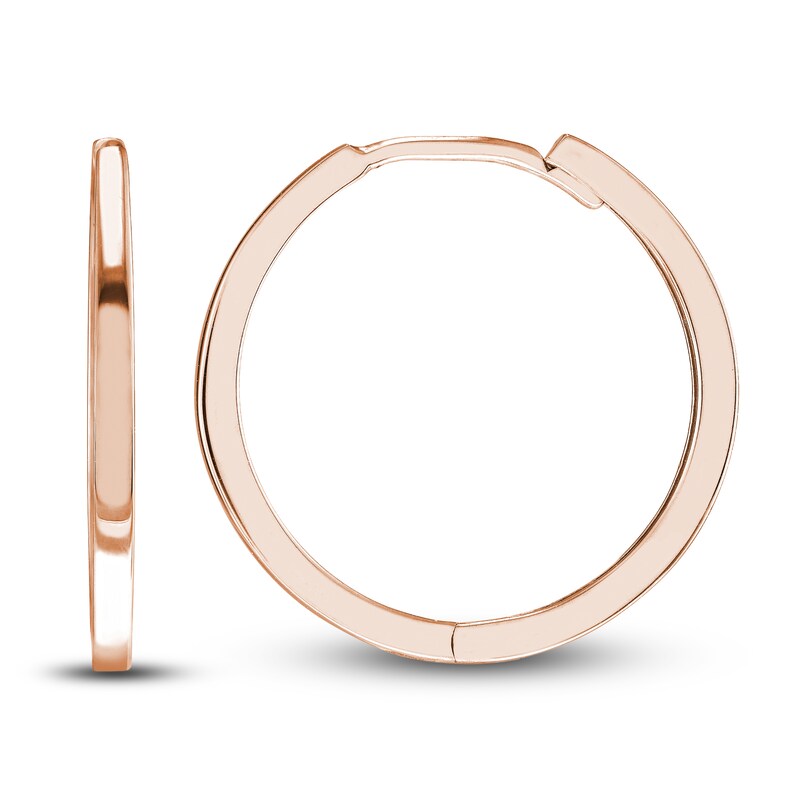 Polished Square Hoop Earrings 14K Rose Gold 18mm