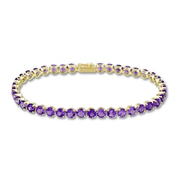 Natural Amethyst Tennis Bracelet 10K Yellow Gold 7"