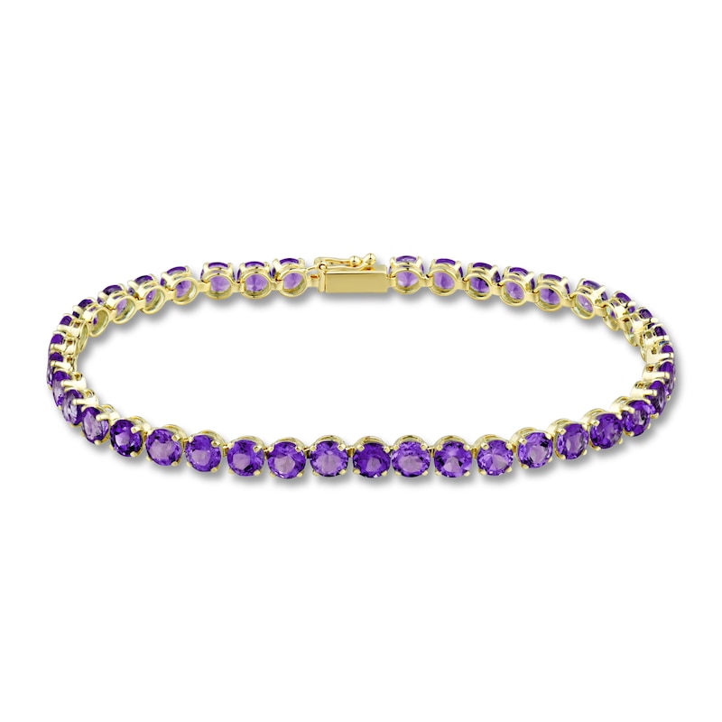 Main Image 1 of Natural Amethyst Tennis Bracelet 10K Yellow Gold 7"