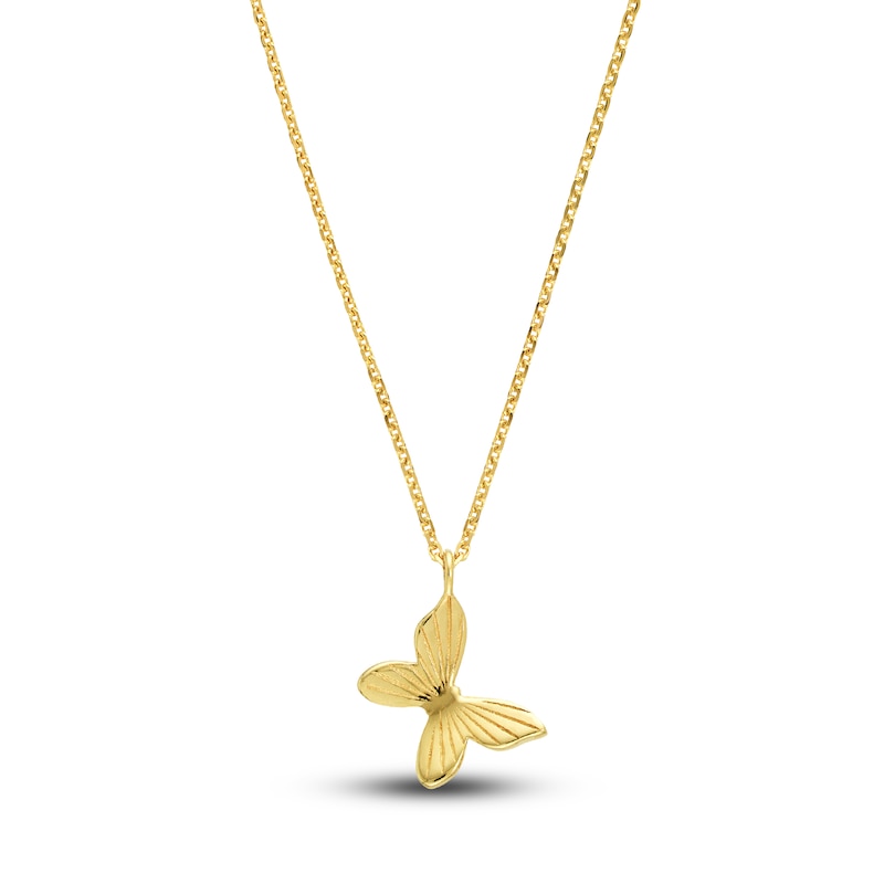 Main Image 1 of Butterfly Pendant Necklace 14K Yellow Gold 16"
