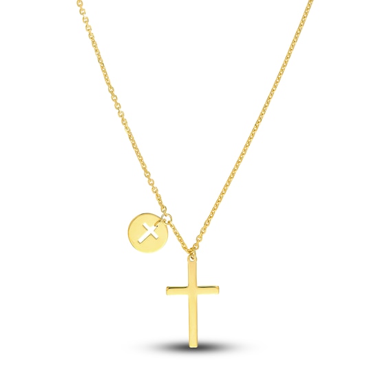 Jared The Galleria Of Jewelry Cross Disk Necklace 14K Yellow Gold 16