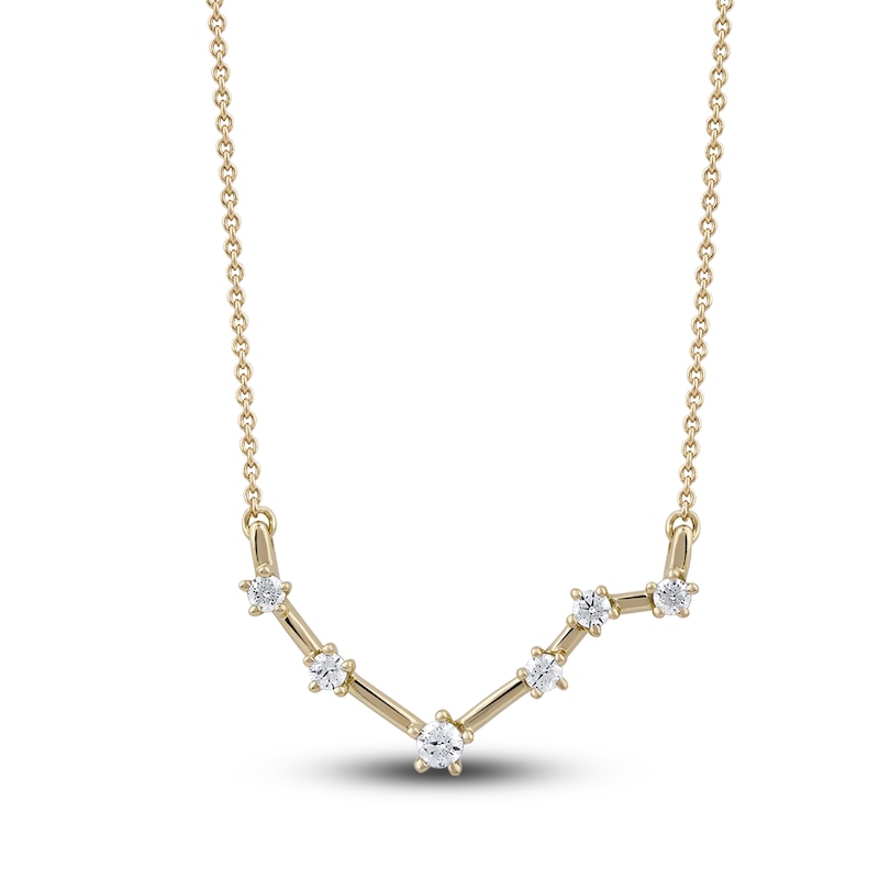 Main Image 1 of Diamond Libra Constellation Necklace 1/6 ct tw Round 14K Yellow Gold