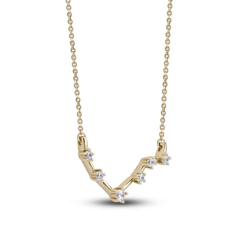 Main Image 2 of Diamond Libra Constellation Necklace 1/6 ct tw Round 14K Yellow Gold