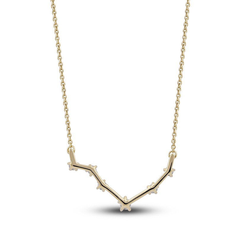 Main Image 3 of Diamond Libra Constellation Necklace 1/6 ct tw Round 14K Yellow Gold
