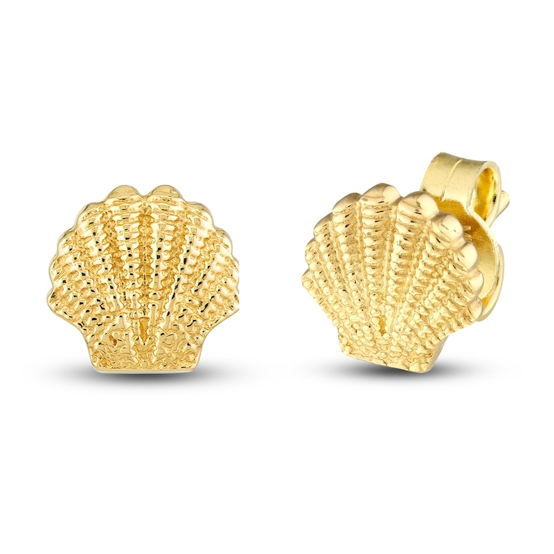 Main Image 1 of Mini Seashell Stud Earrings 14K Yellow Gold