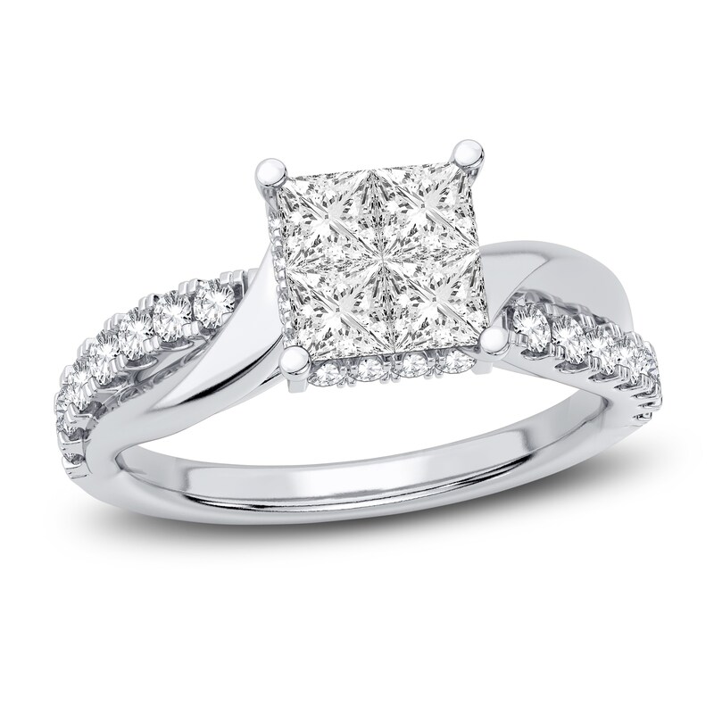 Main Image 1 of Diamond Engagement Ring 1-1/4 ct tw Princess/Round 14K White Gold
